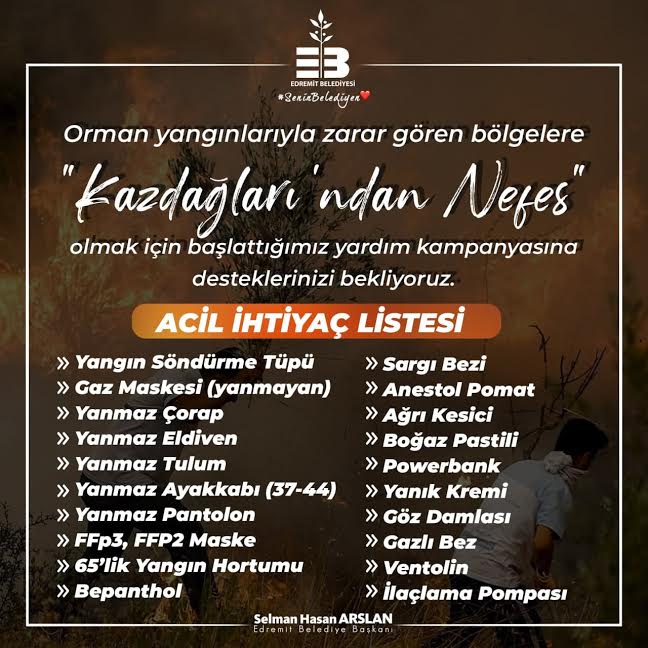 KAZ DAĞLARI’NDAN YANAN BÖLGELERE NEFES