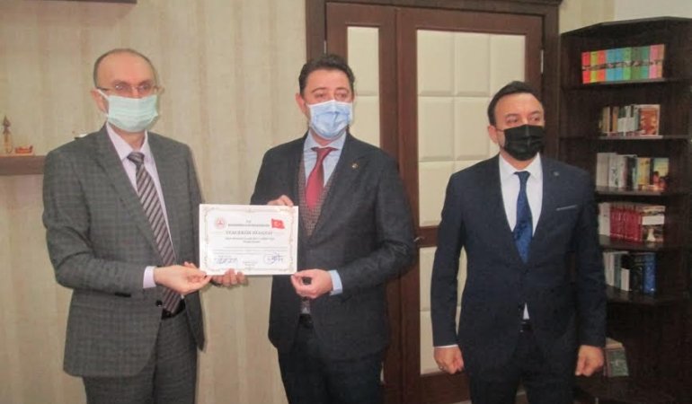 Kaymakam Yazar, teşekkür belgesi verdi