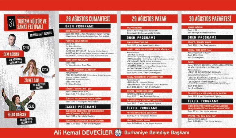 BURHANİYE TURİZM KÜLTÜR ve SANAT FESTİVALİ BAŞLIYOR