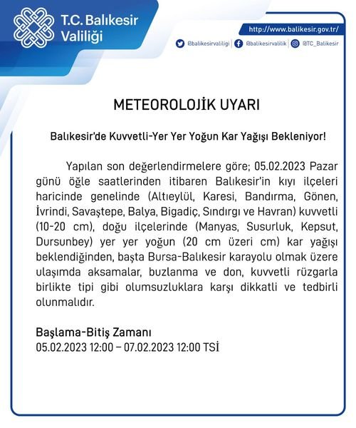 VALİ ŞILDAK'TAN VATANDAŞLARA UYARI
