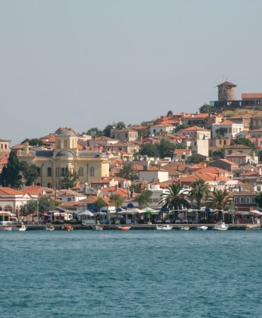 coast of summer town cunda ali bey island at ayvalik balikesir turkey