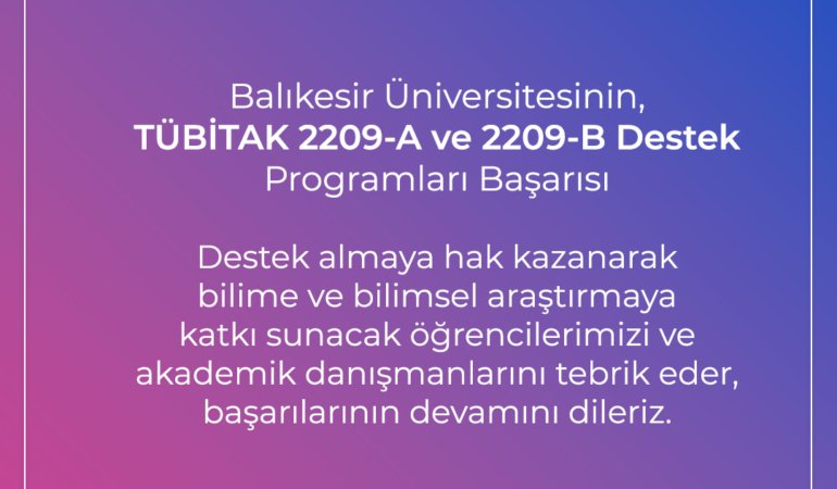 BAÜN'ÜN TÜBİTAK 2209-A ve 2209-B BAŞARISI