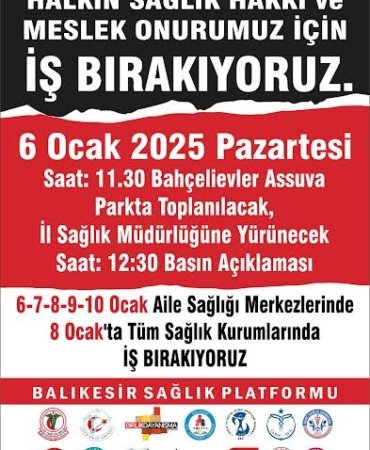 SAĞLIKÇILAR MESLEK ONURU İÇİN İŞİ BIRAKACAK