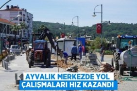 Ayvalık merkezde yol çalışmaları hız kazandı