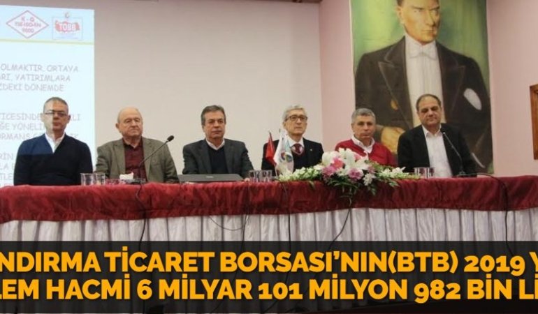BANDIRMA TİCARET BORSASI’NIN(BTB) 2019 YILI İŞLEM HACMİ 6 MİLYAR 101 MİLYON 982 BİN LİRA
