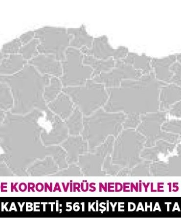 Türkiye'de Koronavirüs nedeniyle 15 kişi daha hayatını kaybetti; 561 kişiye daha tanı kondu